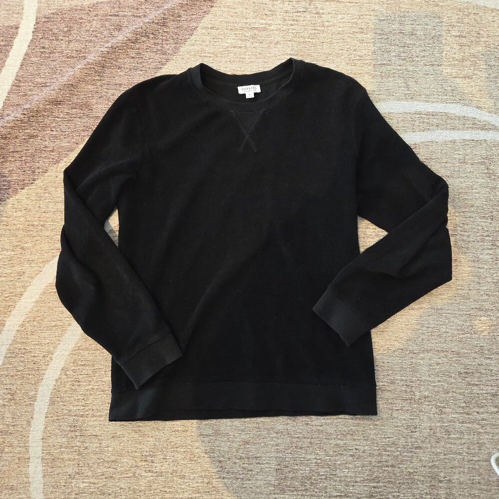 Sunspel Black Navy Towelling Terry Cloth Sweater (M)